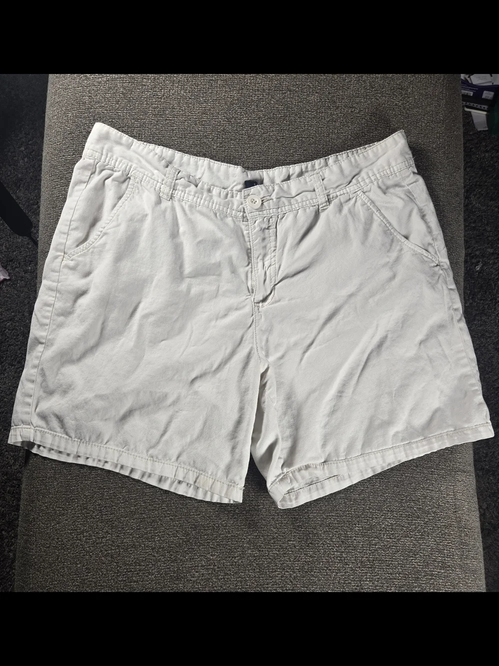 Faded Glory Light Cream Cotton Shorts with Button Waist